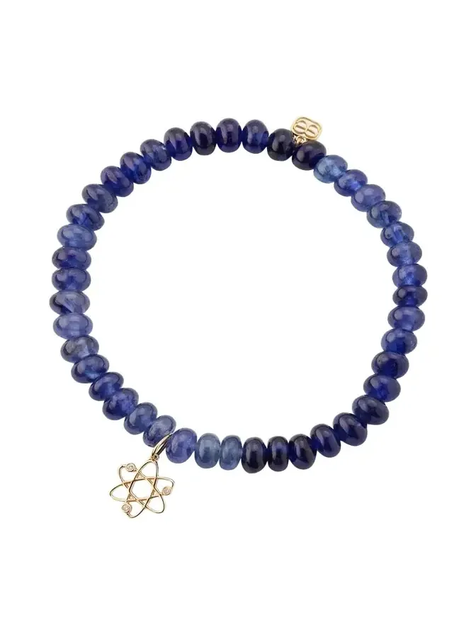 Sydney Evan 14K Diamond Cosmos Charm on Sapphire Stretch Bracelet