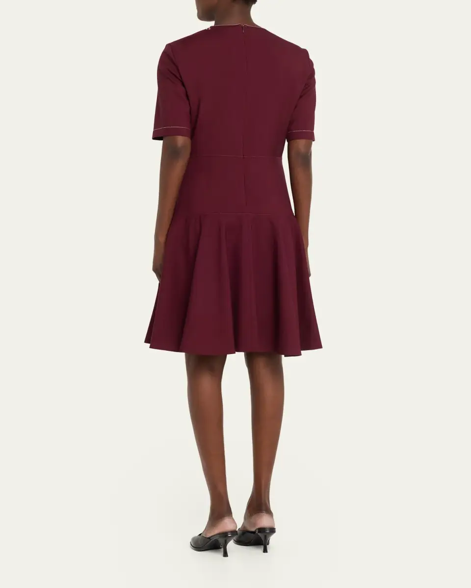 Marni Drop-Waist Wool Crepe Short-Sleeve Dress | Thumbnail 3