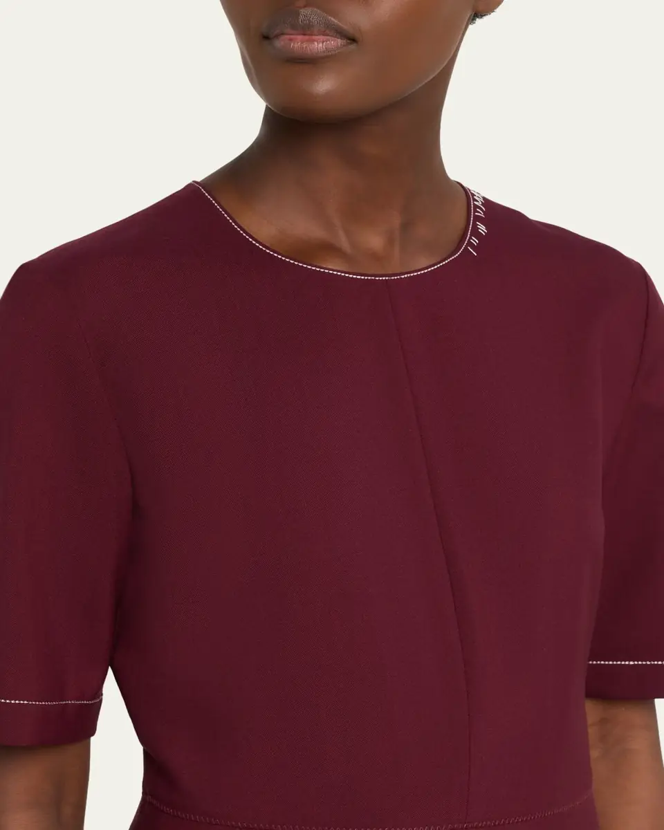 Marni Drop-Waist Wool Crepe Short-Sleeve Dress | Thumbnail 5