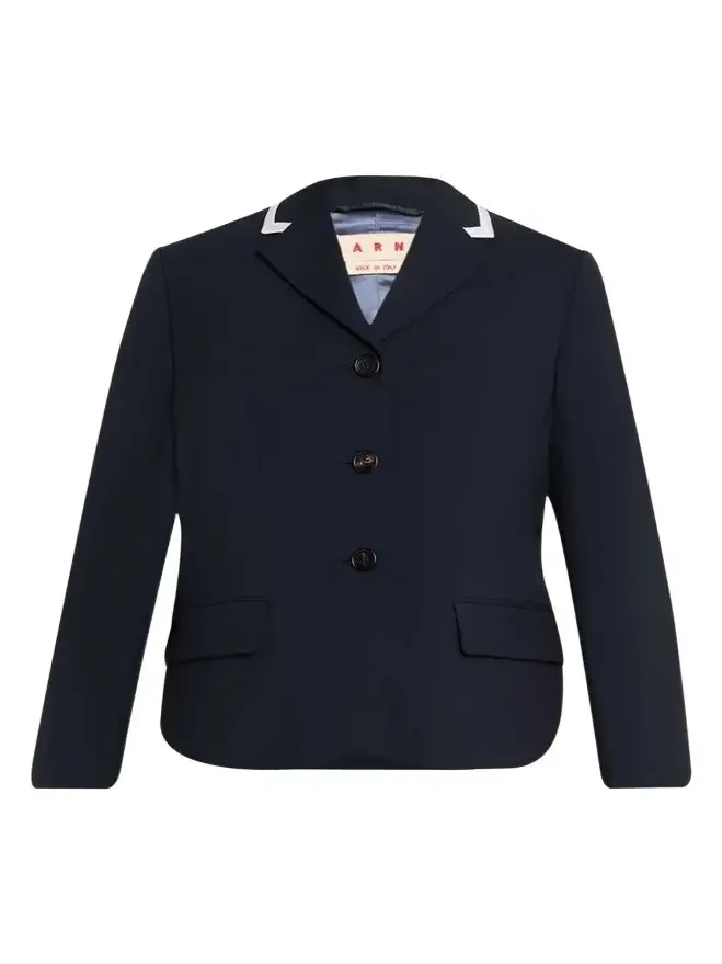 Contrast Ribbed Lapel Single-Breasted Blazer Jacket