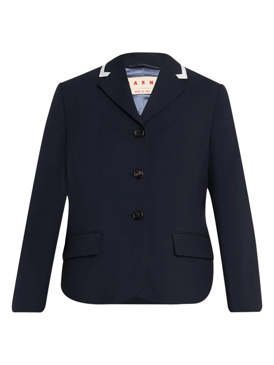 Contrast Ribbed Lapel Single-Breasted Blazer Jacket