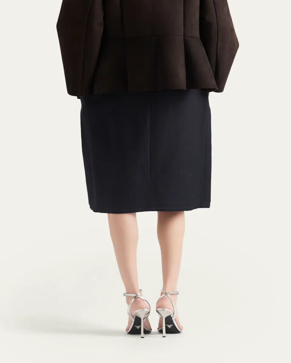 Prada Chevron Wool Gathered Midi Skirt | Thumbnail 3 Prada Chevron Wool Gathered Midi Skirt | Thumbnail 3