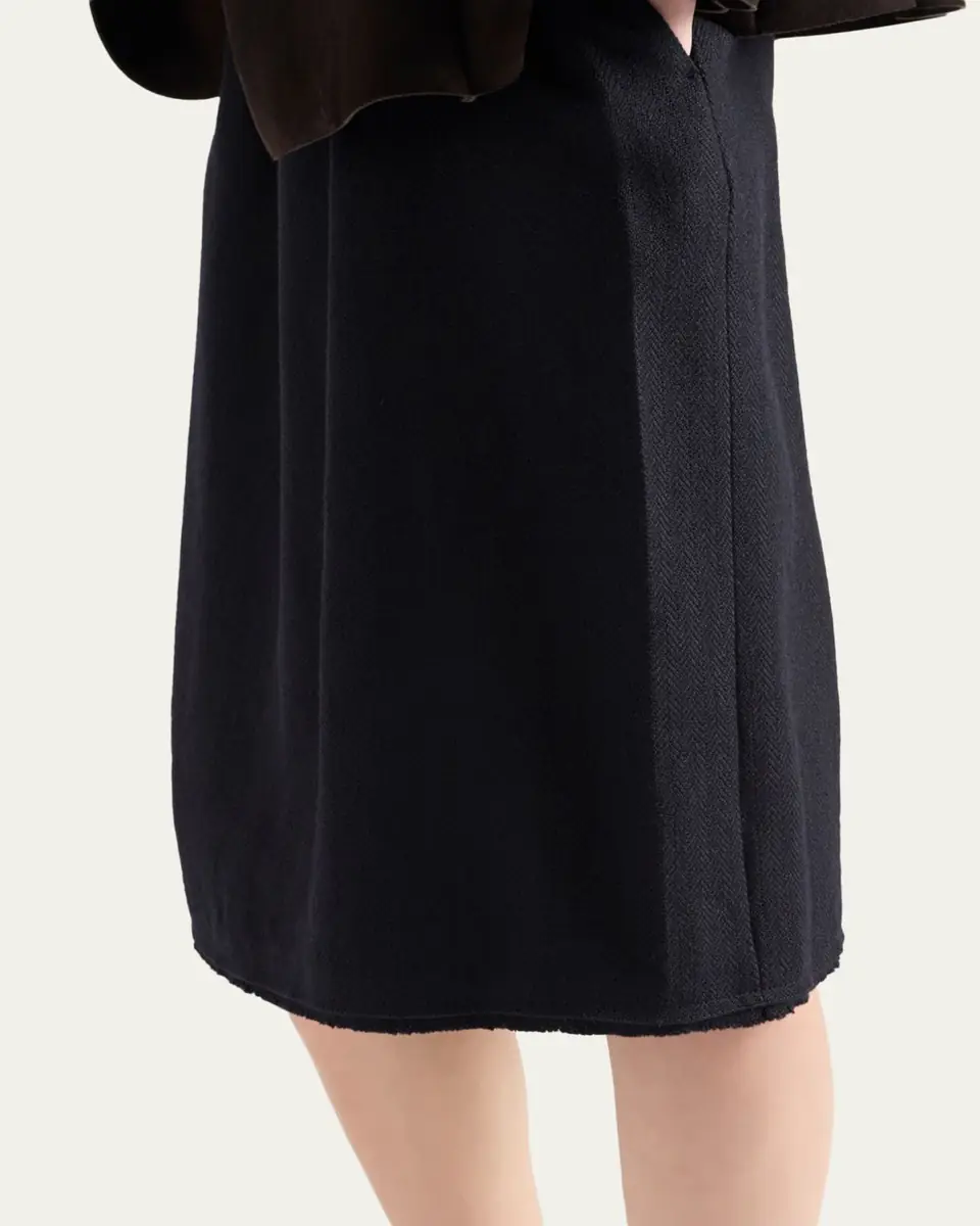 Prada Chevron Wool Gathered Midi Skirt | Thumbnail 5 Prada Chevron Wool Gathered Midi Skirt | Thumbnail 5