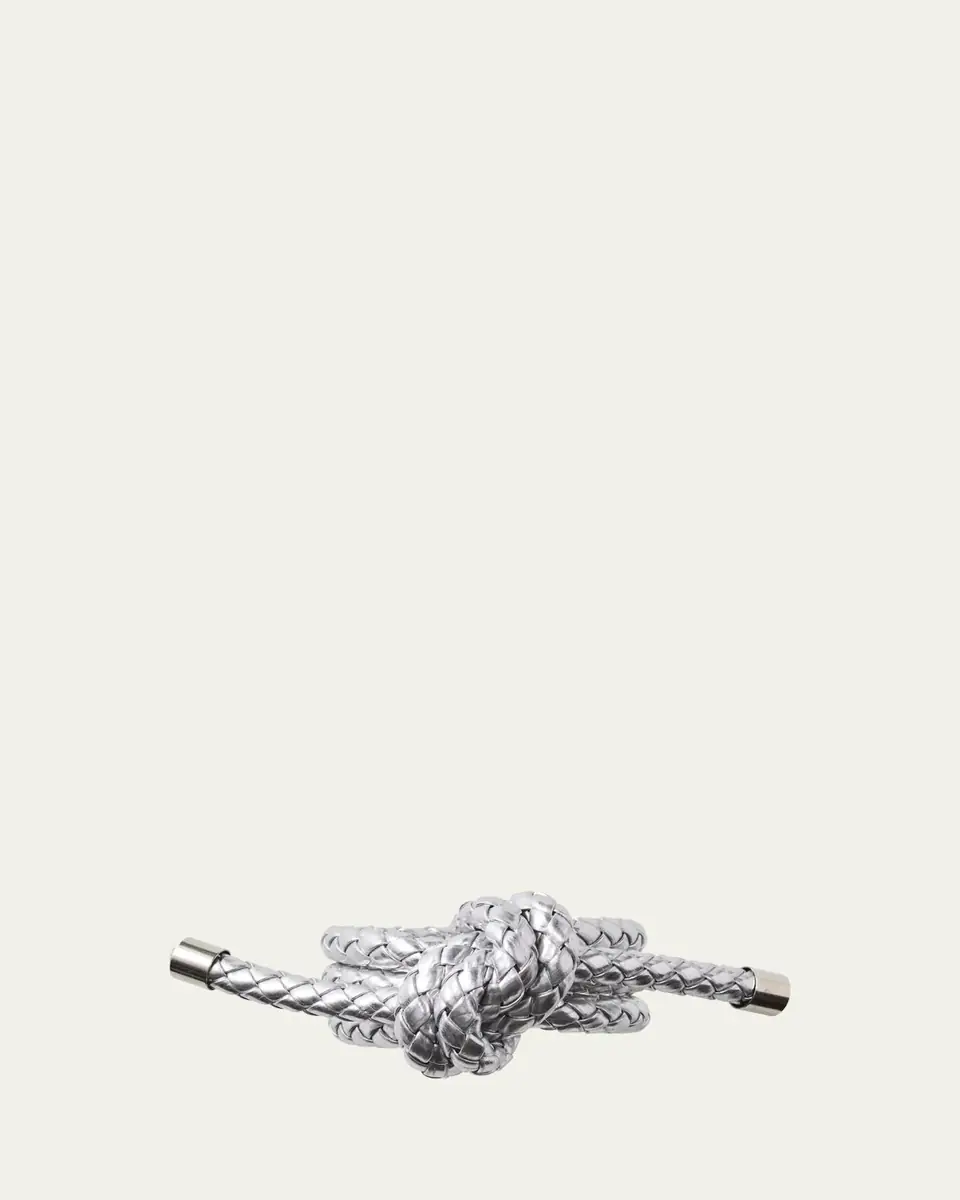 Kim Seybert Rope Knot Silver Faux Leather Napkin Ring | Thumbnail 2 Kim Seybert Rope Knot Silver Faux Leather Napkin Ring | Thumbnail 2
