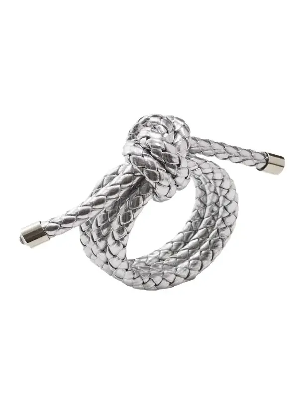 Kim Seybert Rope Knot Silver Faux Leather Napkin Ring