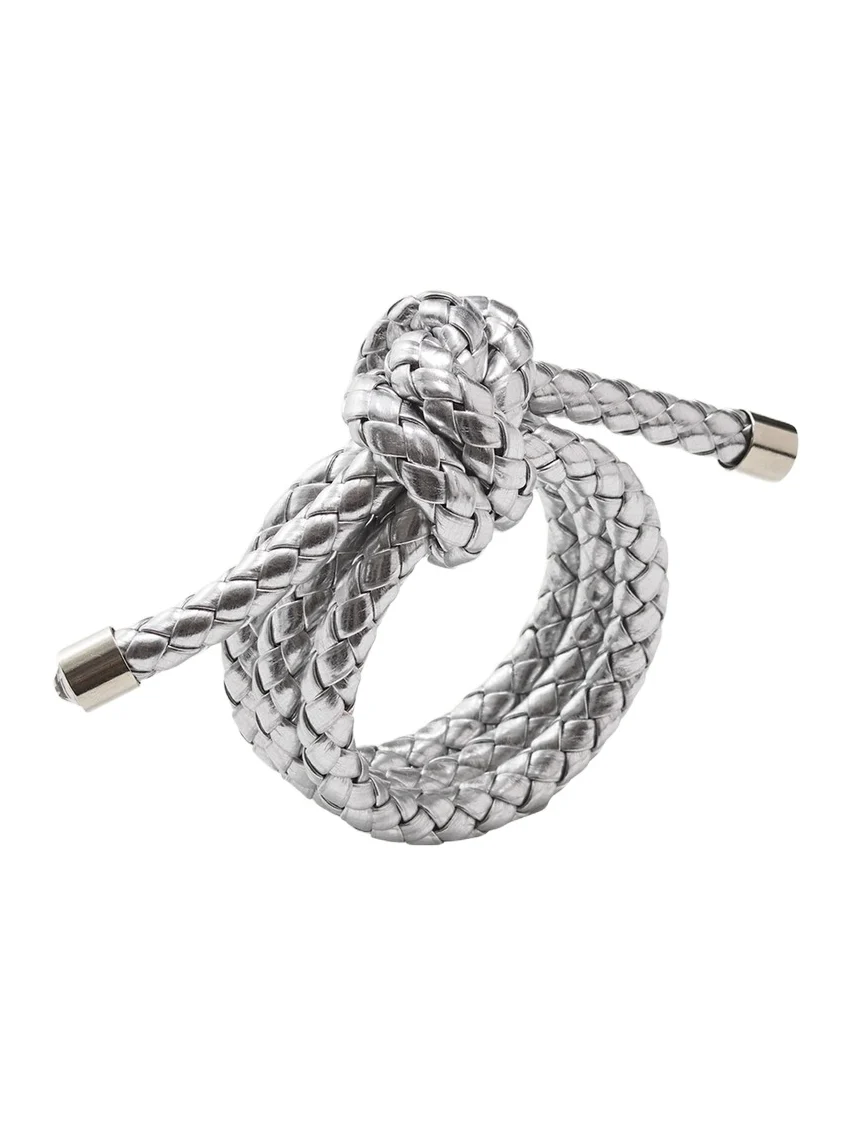 Kim Seybert Rope Knot Silver Faux Leather Napkin Ring