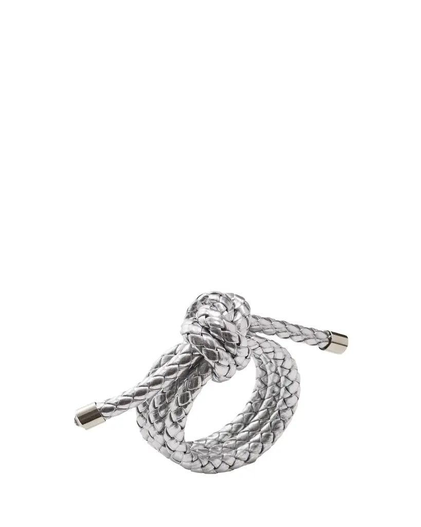 Kim Seybert Rope Knot Silver Faux Leather Napkin Ring