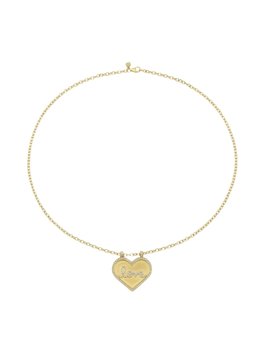 Sydney Evan 14K Diamond Love Script Heart Necklace