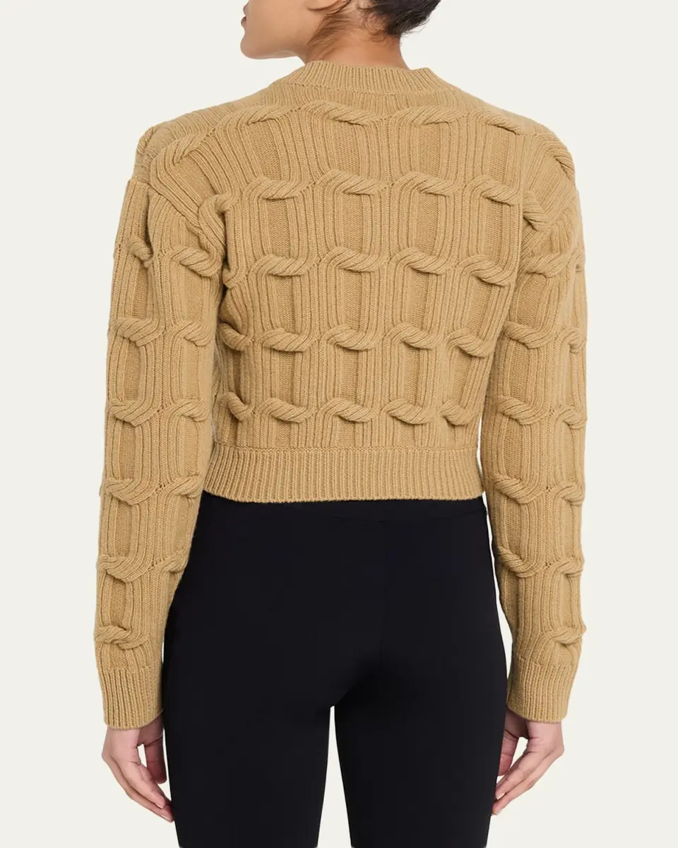 Stella McCartney Cable Knit Crop Crewneck Sweater | Thumbnail 3
