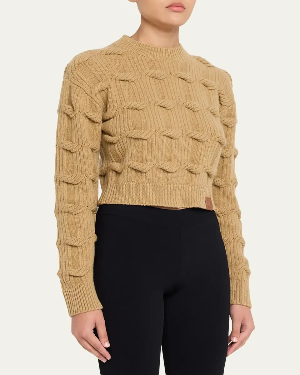 Stella McCartney Cable Knit Crop Crewneck Sweater | Thumbnail 4