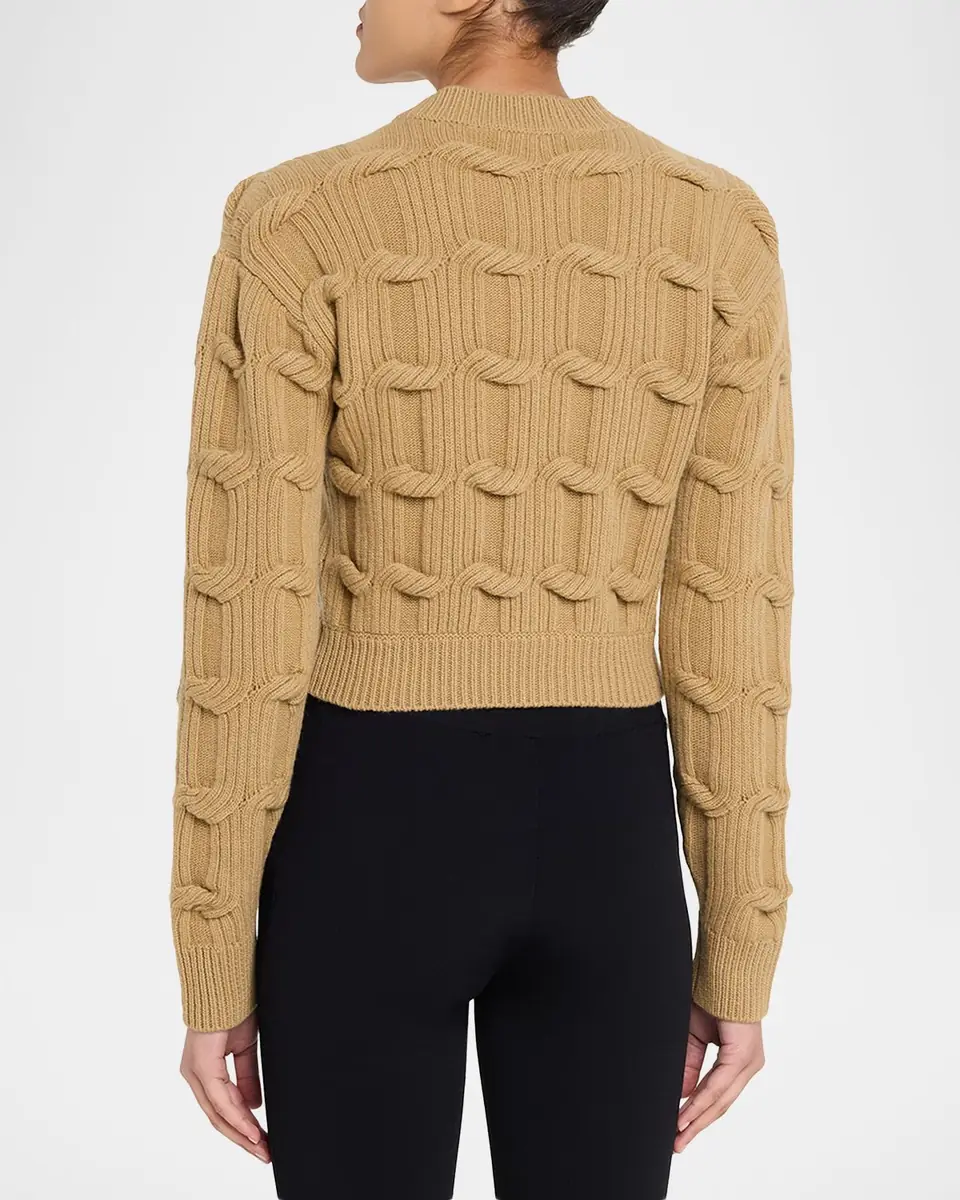 Stella McCartney Cable Knit Crop Crewneck Sweater | Thumbnail 7