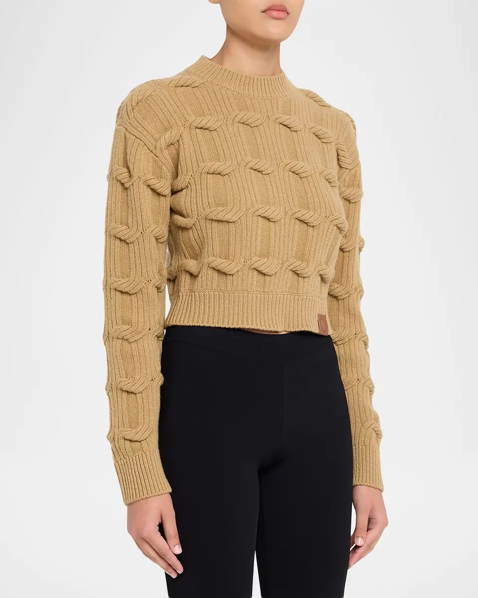 Stella McCartney Cable Knit Crop Crewneck Sweater | Thumbnail 8