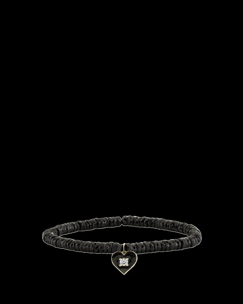 Sydney Evan 14K Diamond Heart on Black Spinel Stretch Bracelet | Thumbnail 2 Sydney Evan 14K Diamond Heart on Black Spinel Stretch Bracelet | Thumbnail 2