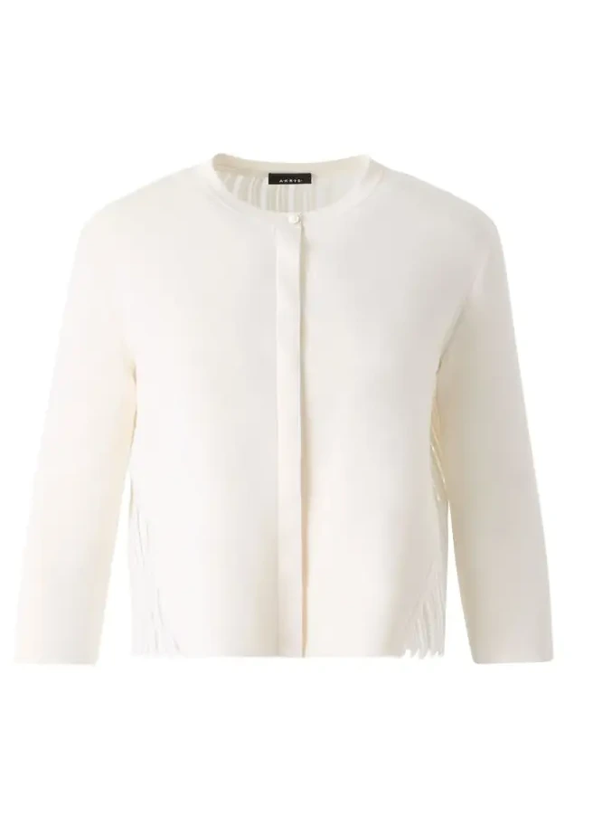 Wave Guipure Silk Knit Crewneck Cardigan