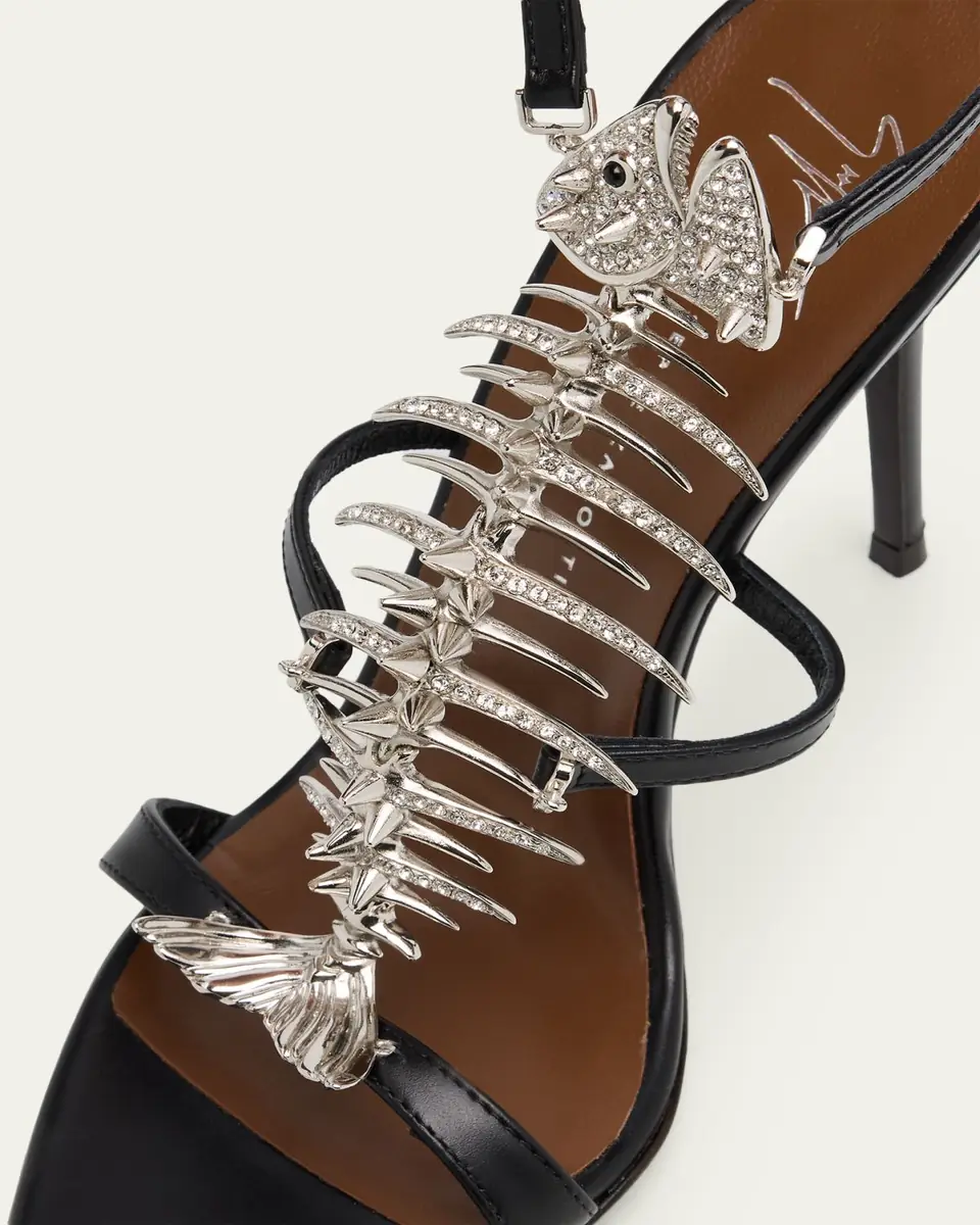 Giuseppe Zanotti Slim Leather Sandals with Fishbone Ornament - Limited-Edition | Thumbnail 3 Giuseppe Zanotti Slim Leather Sandals with Fishbone Ornament - Limited-Edition | Thumbnail 3