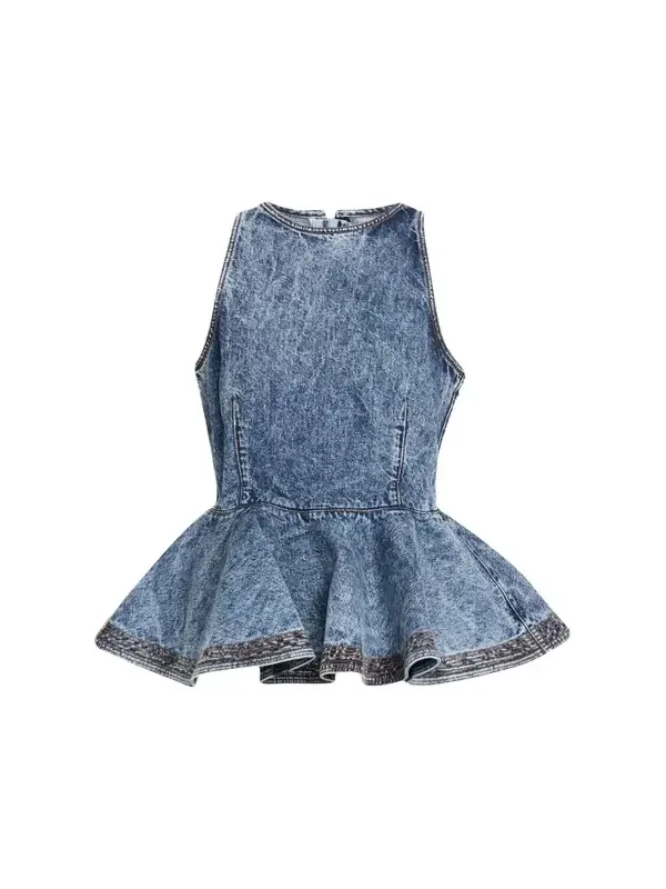 Sleeveless Denim Peplum Top Sleeveless Denim Peplum Top