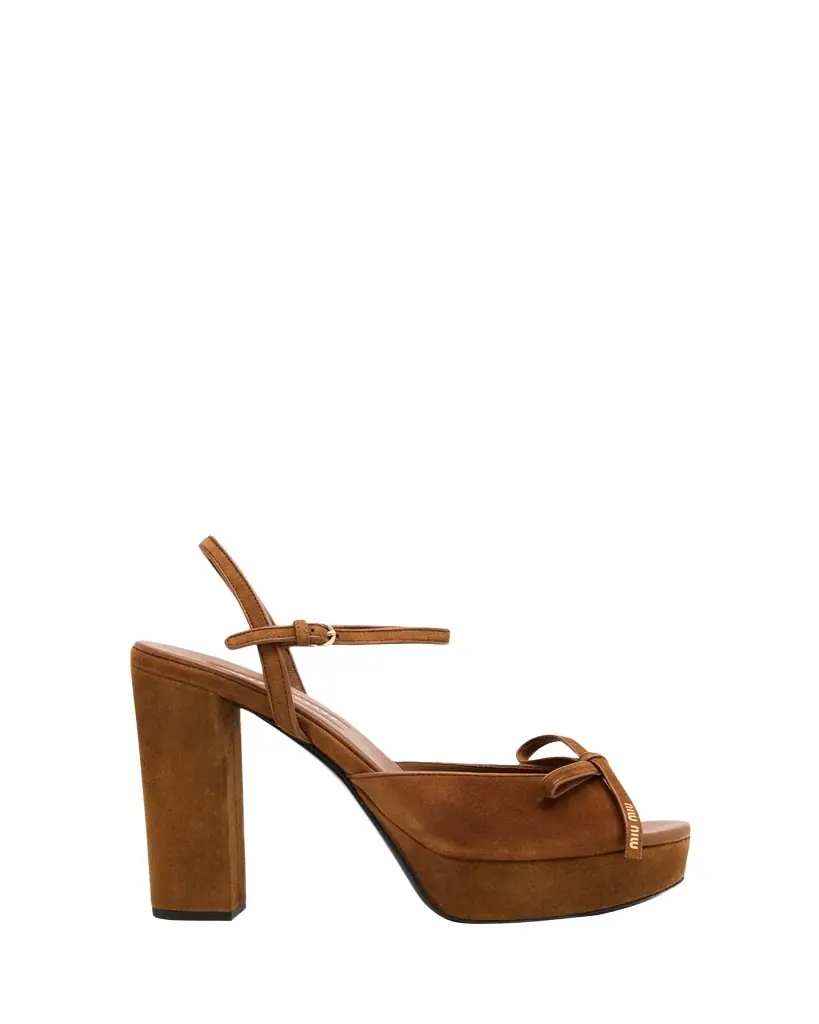 Miu Miu 110mm Calzature Suede Platform Sandals | Image 1 Miu Miu 110mm Calzature Suede Platform Sandals | Image 1