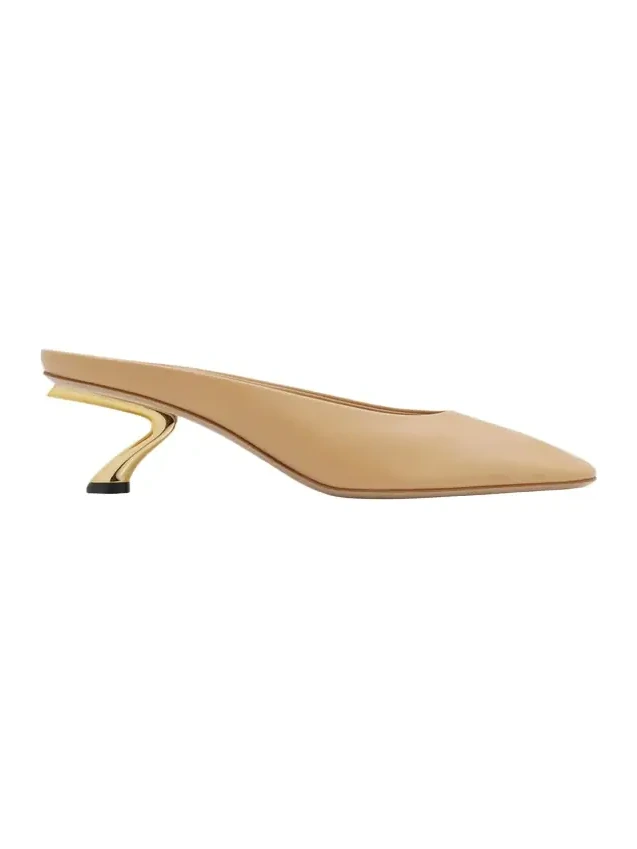 55mm Safi Leather S-Shaped Heel Mules 55mm Safi Leather S-Shaped Heel Mules