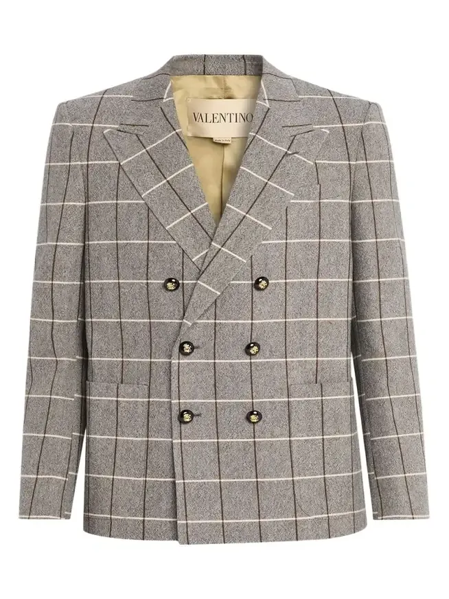 Valentino Garavani Men's Check-Print Melange Wool Jacket