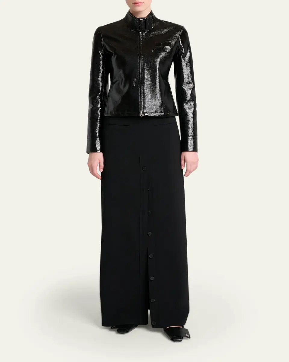 Courrèges Buckle-Collar Shiny Vinyl Zipped Jacket | Thumbnail 2 Courrèges Buckle-Collar Shiny Vinyl Zipped Jacket | Thumbnail 2