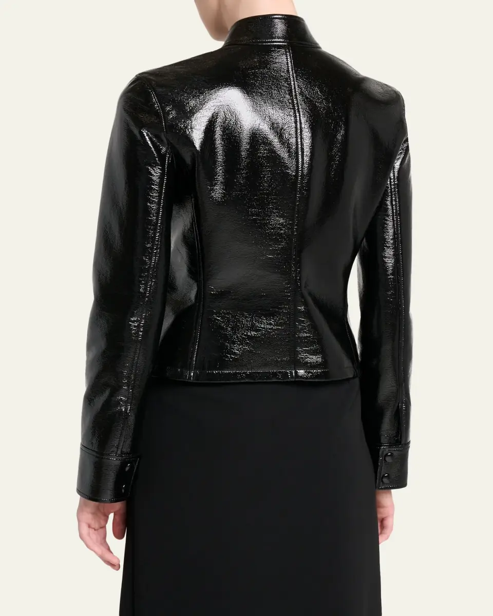 Courrèges Buckle-Collar Shiny Vinyl Zipped Jacket | Thumbnail 3 Courrèges Buckle-Collar Shiny Vinyl Zipped Jacket | Thumbnail 3