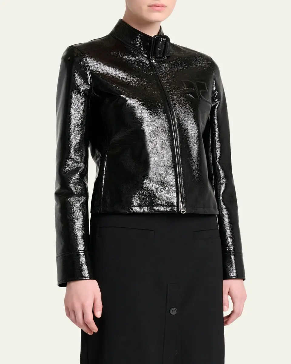 Courrèges Buckle-Collar Shiny Vinyl Zipped Jacket | Thumbnail 4 Courrèges Buckle-Collar Shiny Vinyl Zipped Jacket | Thumbnail 4