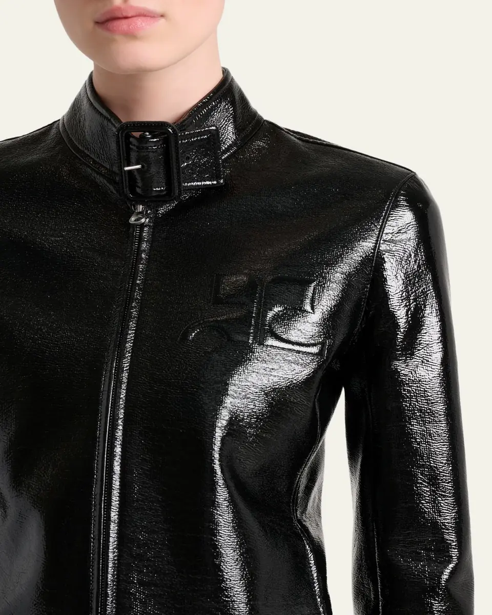 Courrèges Buckle-Collar Shiny Vinyl Zipped Jacket | Thumbnail 5 Courrèges Buckle-Collar Shiny Vinyl Zipped Jacket | Thumbnail 5
