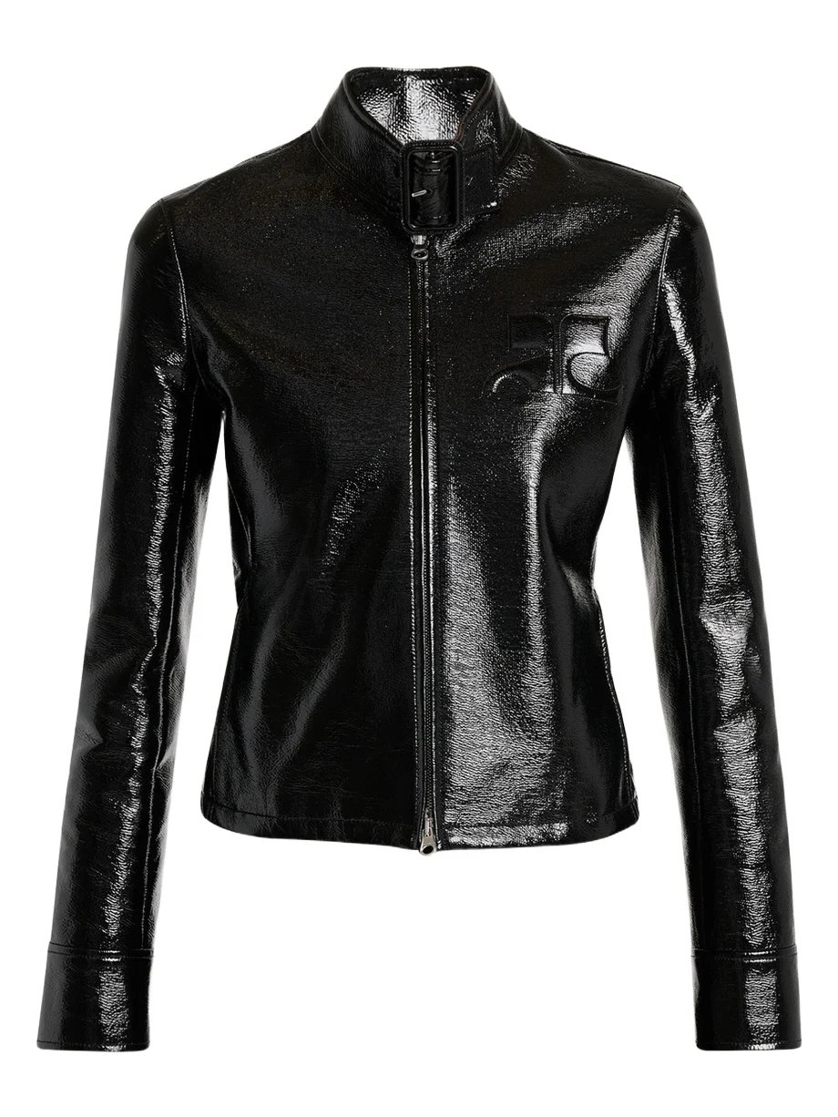 Buckle-Collar Shiny Vinyl Zipped Jacket Buckle-Collar Shiny Vinyl Zipped Jacket