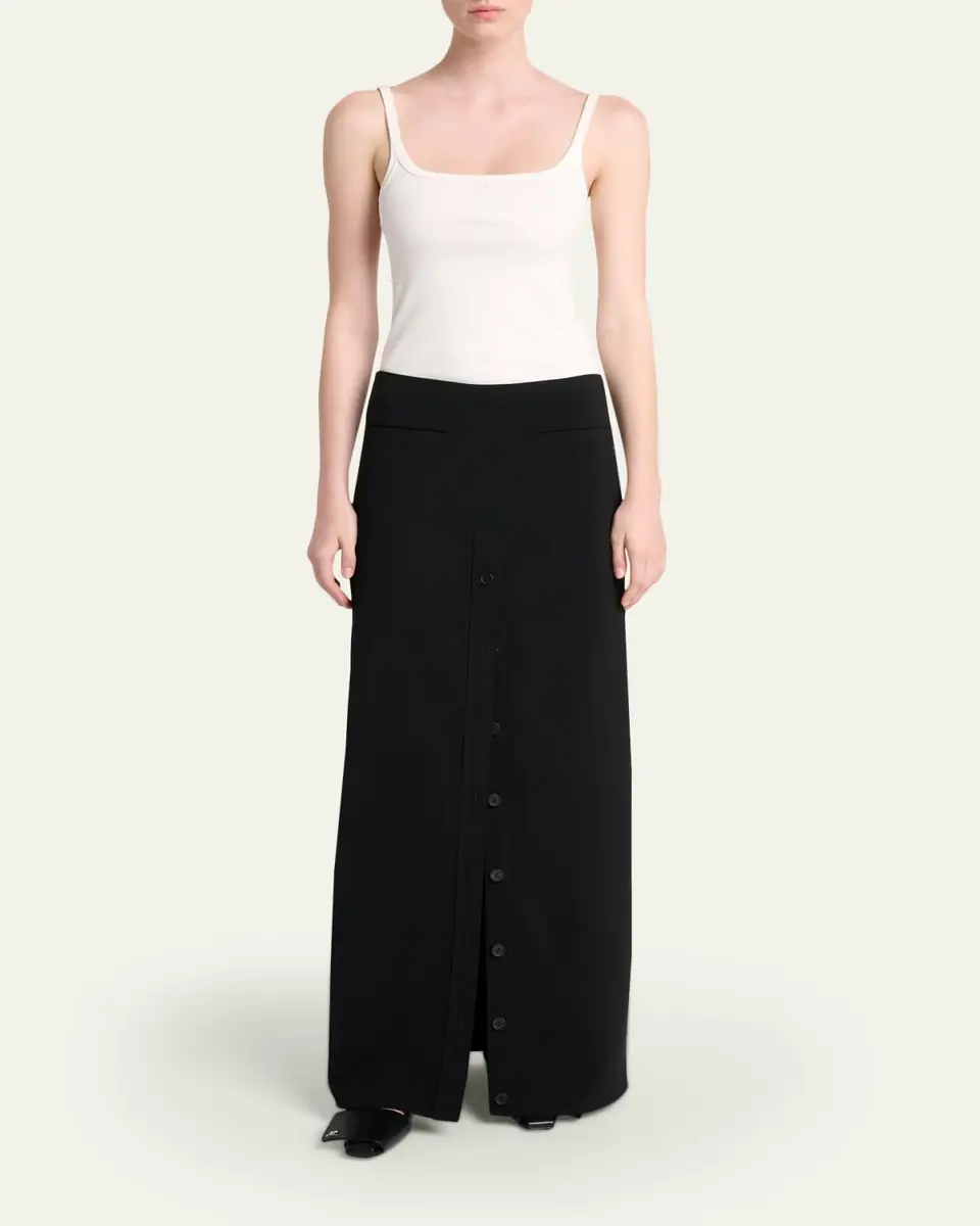 Courrèges Button-Front Crepe Maxi Skirt | Thumbnail 2 Courrèges Button-Front Crepe Maxi Skirt | Thumbnail 2