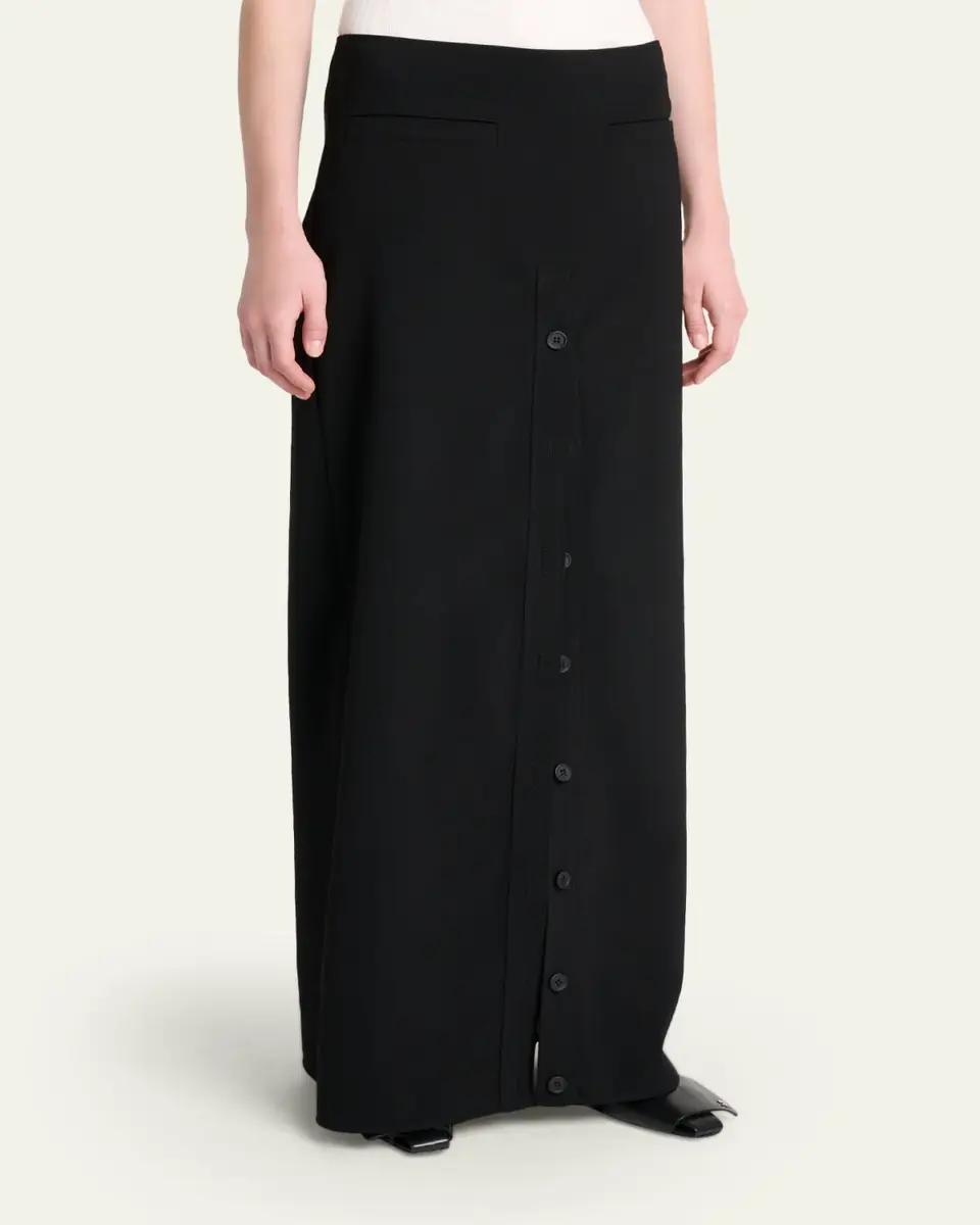 Courrèges Button-Front Crepe Maxi Skirt | Thumbnail 4 Courrèges Button-Front Crepe Maxi Skirt | Thumbnail 4