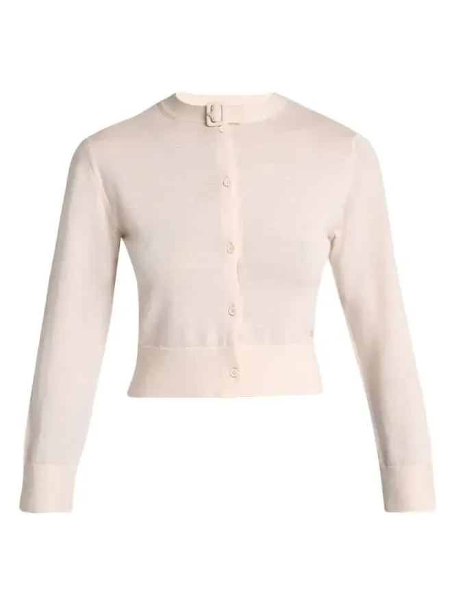 Buckle Crewneck Merino Wool Crop Cardigan Buckle Crewneck Merino Wool Crop Cardigan