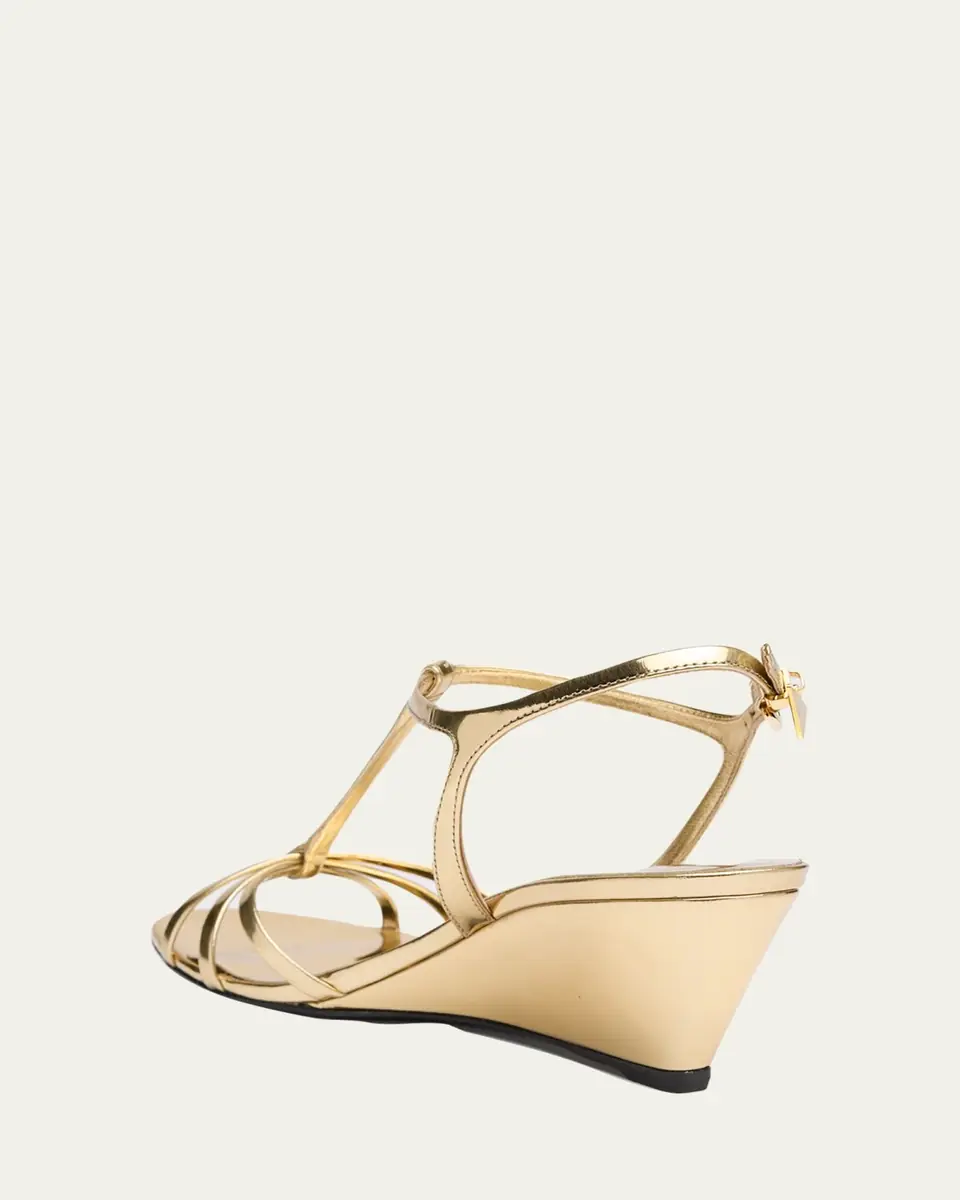 Prada 55mm Metallic Leather Wedge Sandals | Thumbnail 4 Prada 55mm Metallic Leather Wedge Sandals | Thumbnail 4