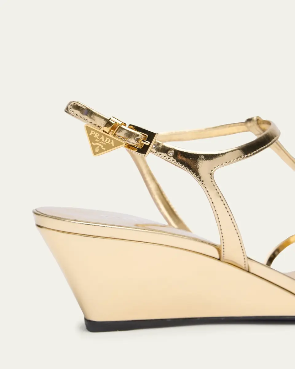 Prada 55mm Metallic Leather Wedge Sandals | Thumbnail 5 Prada 55mm Metallic Leather Wedge Sandals | Thumbnail 5