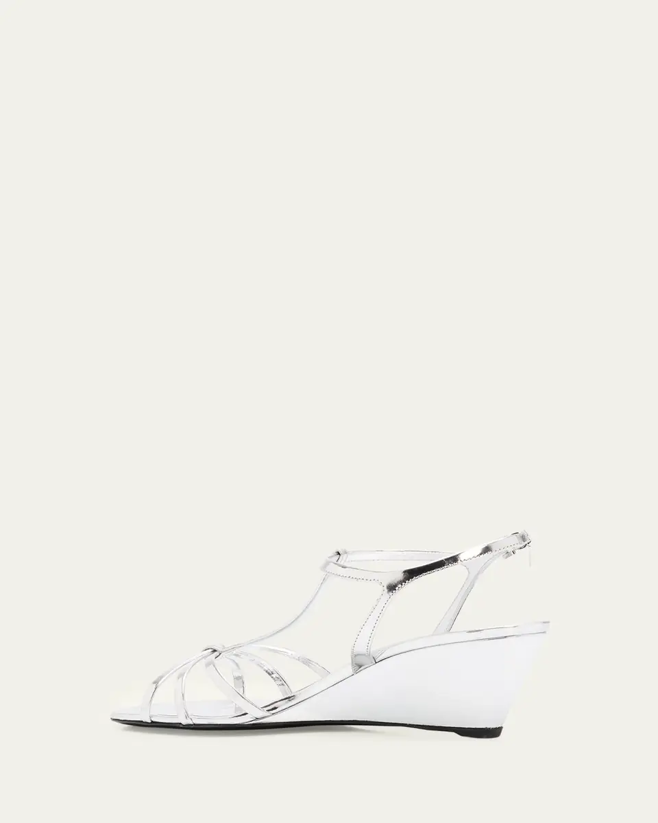 Prada 55mm Metallic Leather Wedge Sandals | Thumbnail 9 Prada 55mm Metallic Leather Wedge Sandals | Thumbnail 9