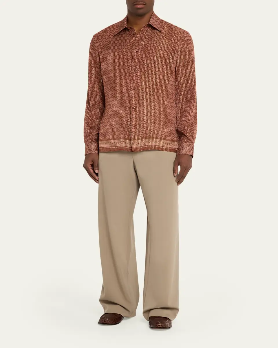 Valentino Garavani Men's Silk Medallion Button-Down Shirt | Thumbnail 2 Valentino Garavani Men's Silk Medallion Button-Down Shirt | Thumbnail 2
