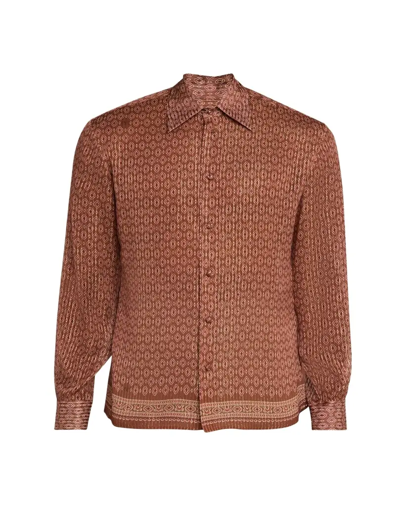 Men's Silk Medallion Button-Down Shirt Men's Silk Medallion Button-Down Shirt