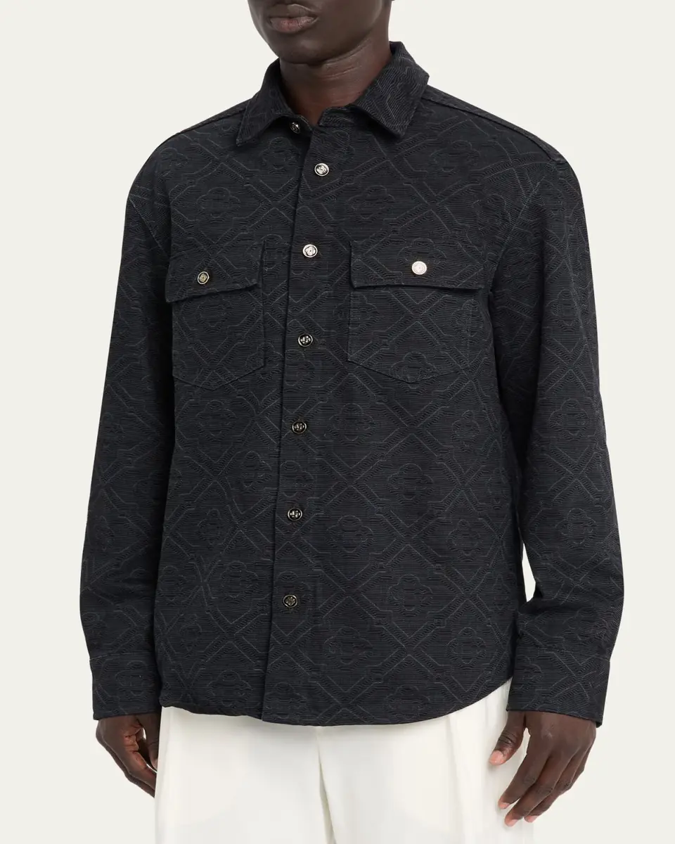 Casablanca Men's Laser Monogram Denim Button-Down Shirt | Thumbnail 4 Casablanca Men's Laser Monogram Denim Button-Down Shirt | Thumbnail 4