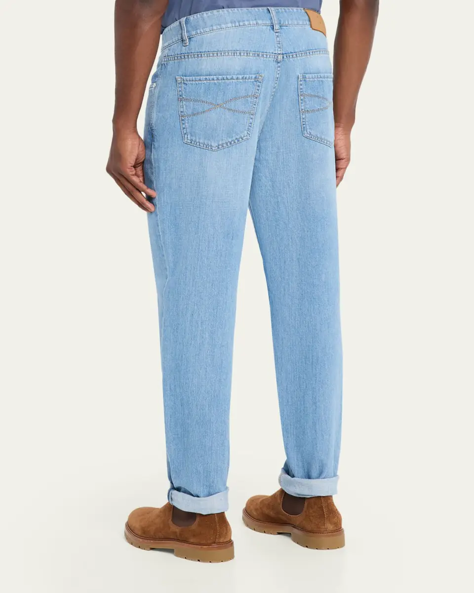 Brunello Cucinelli Men's Traditional Cuffed Jeans | Thumbnail 3 Brunello Cucinelli Men's Traditional Cuffed Jeans | Thumbnail 3