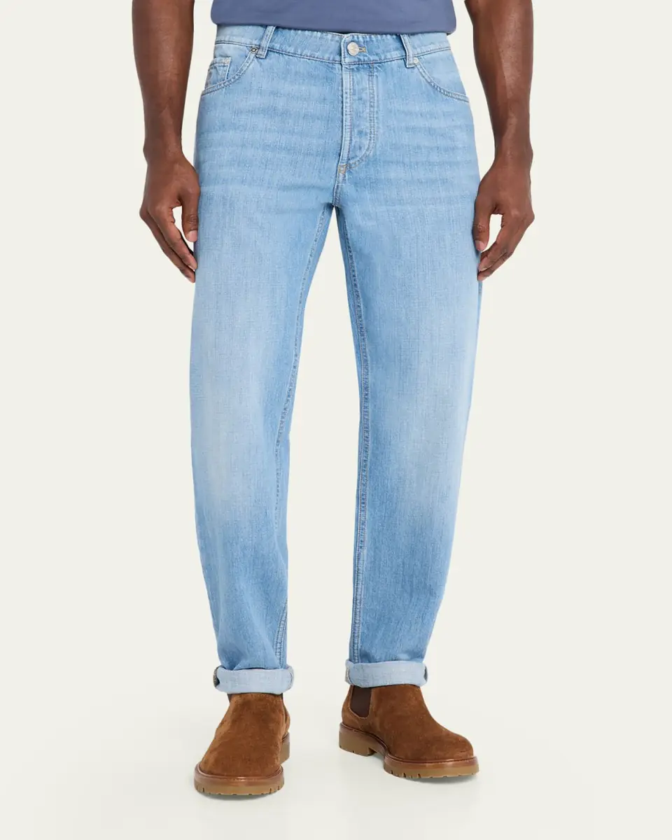 Brunello Cucinelli Men's Traditional Cuffed Jeans | Thumbnail 4 Brunello Cucinelli Men's Traditional Cuffed Jeans | Thumbnail 4