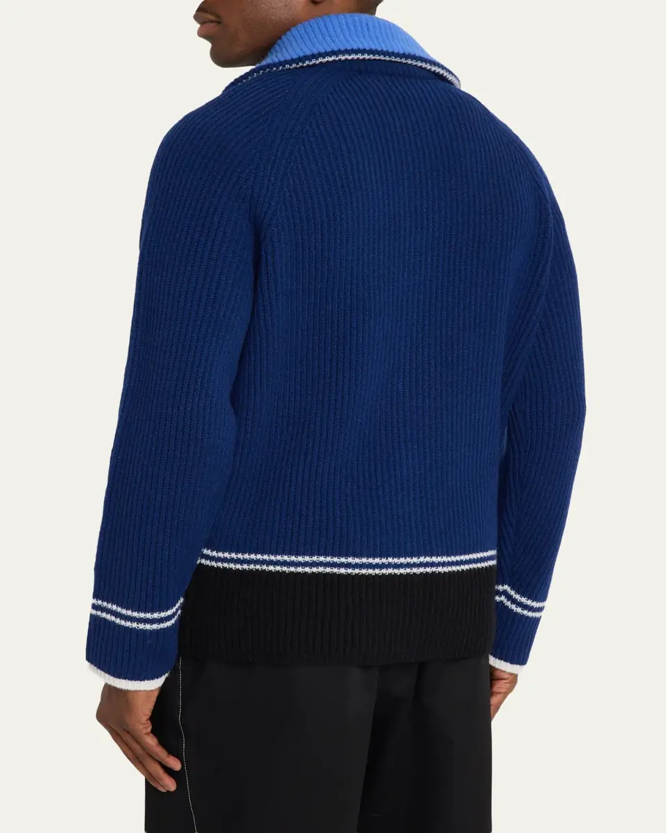 Marni Men's Wool and Cashmere Fisherman Rib Full-Zip Cardigan | Thumbnail 3 Marni Men's Wool and Cashmere Fisherman Rib Full-Zip Cardigan | Thumbnail 3