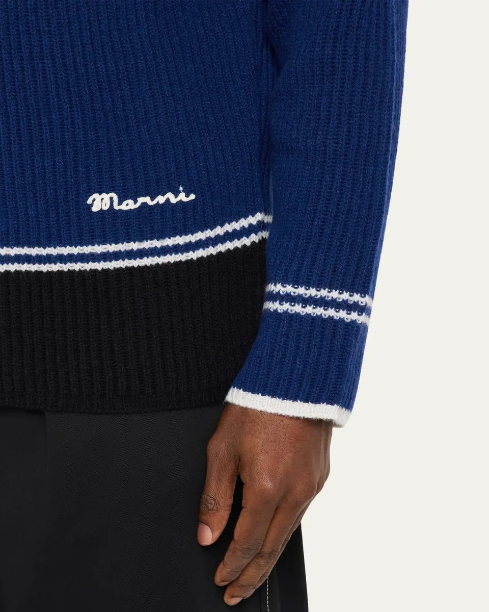 Marni Men's Wool and Cashmere Fisherman Rib Full-Zip Cardigan | Thumbnail 5 Marni Men's Wool and Cashmere Fisherman Rib Full-Zip Cardigan | Thumbnail 5