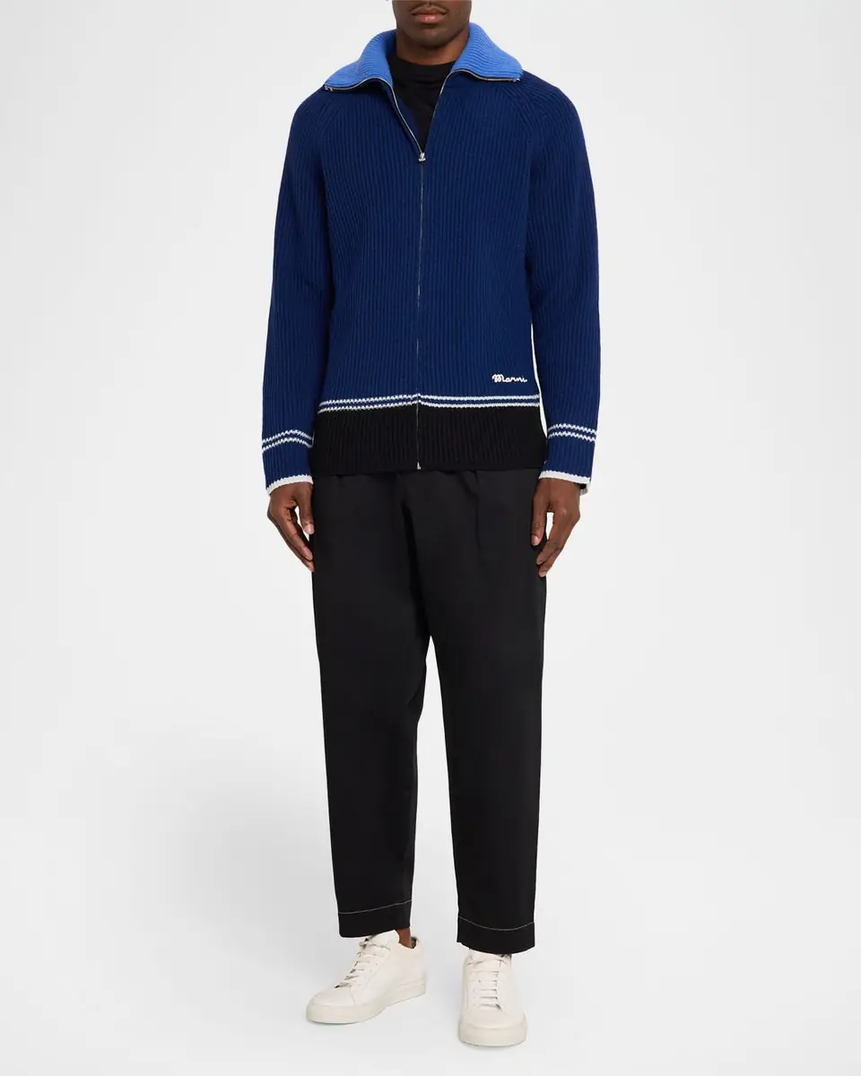 Marni Men's Wool and Cashmere Fisherman Rib Full-Zip Cardigan | Thumbnail 6 Marni Men's Wool and Cashmere Fisherman Rib Full-Zip Cardigan | Thumbnail 6