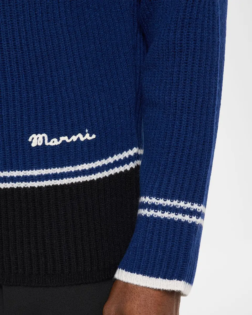 Marni Men's Wool and Cashmere Fisherman Rib Full-Zip Cardigan | Thumbnail 8 Marni Men's Wool and Cashmere Fisherman Rib Full-Zip Cardigan | Thumbnail 8