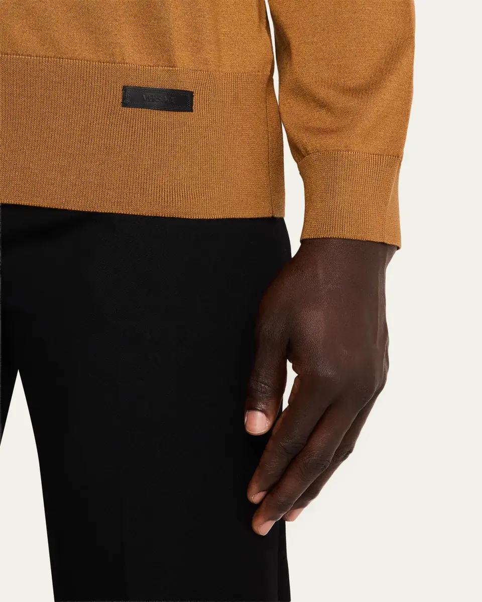 Versace Men's Medusa-Button Knit Polo Cardigan | Thumbnail 5