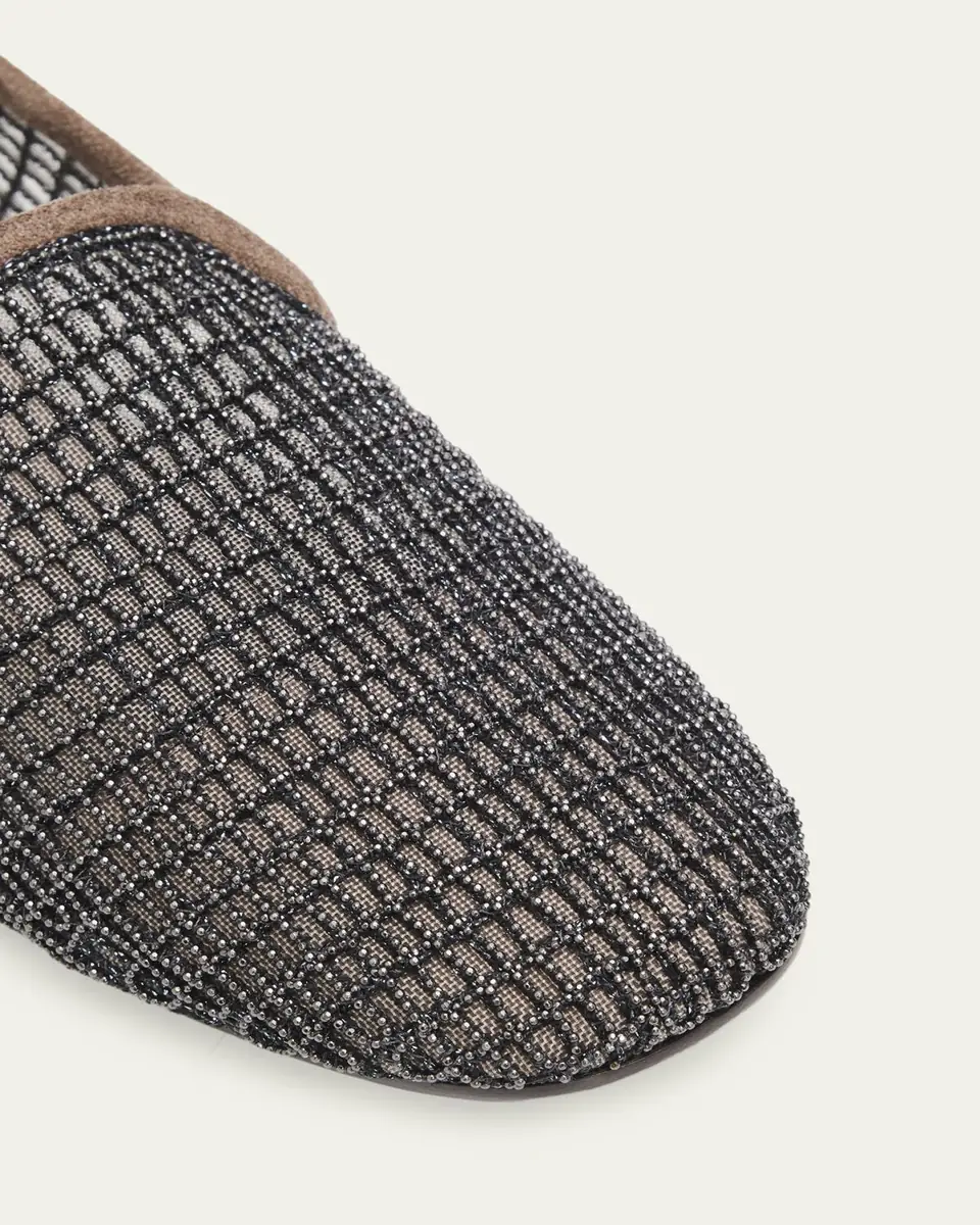 Brunello Cucinelli Precious Net Embroidered Suede Flats | Thumbnail 3 Brunello Cucinelli Precious Net Embroidered Suede Flats | Thumbnail 3