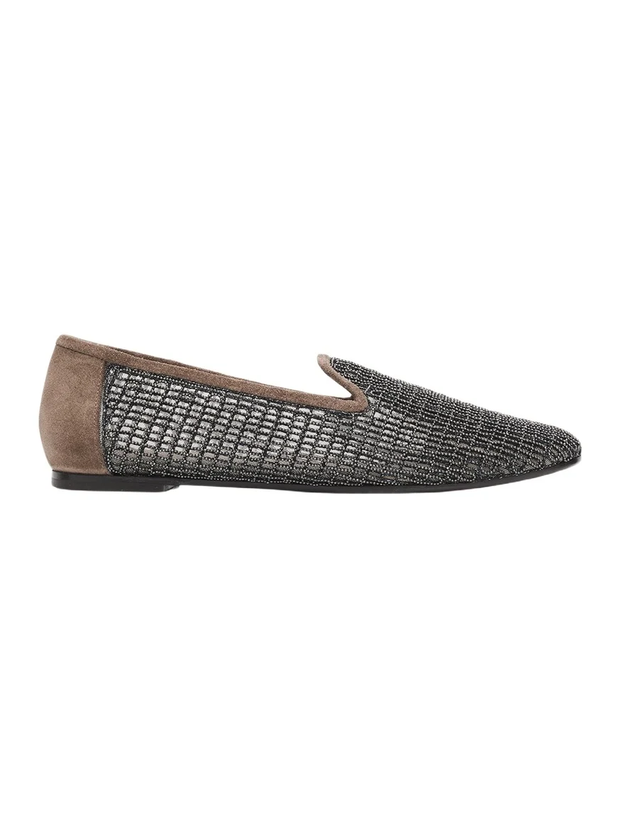 Precious Net Embroidered Suede Flats