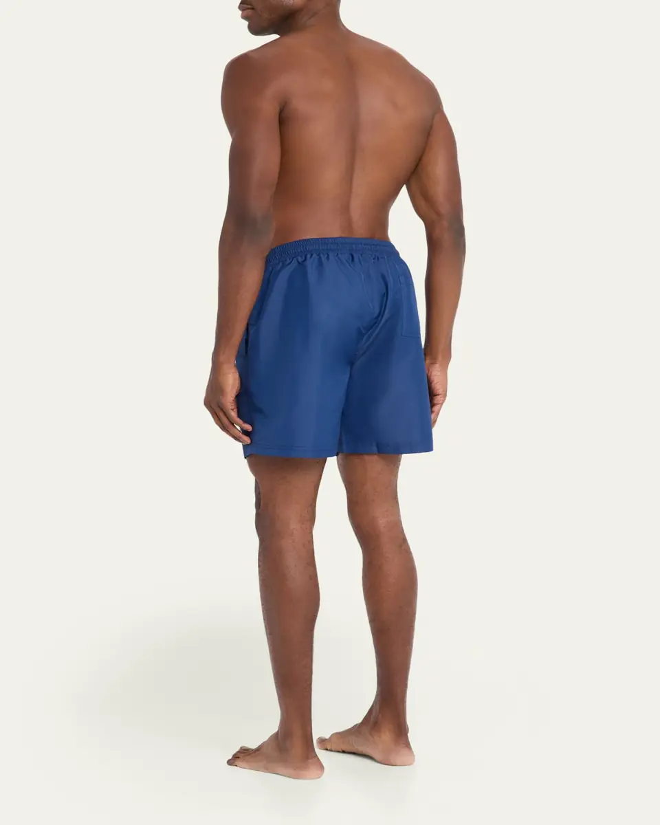 Brunello Cucinelli Men's Solid Swim Trunks with Logo | Thumbnail 3 Brunello Cucinelli Men's Solid Swim Trunks with Logo | Thumbnail 3