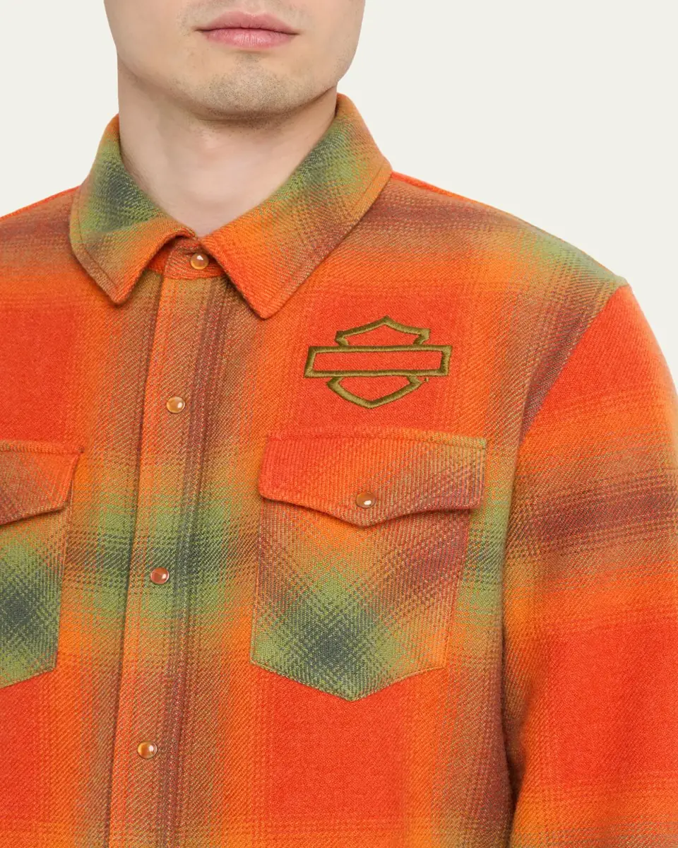 God’s True Cashmere x Harley-Davidson Men's Plaid Cashmere Button-Down Shirt | Thumbnail 5 God’s True Cashmere x Harley-Davidson Men's Plaid Cashmere Button-Down Shirt | Thumbnail 5