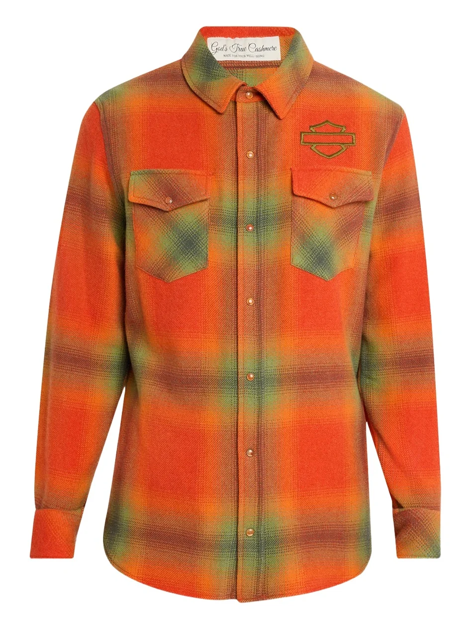 x Harley-Davidson Men's Plaid Cashmere Button-Down Shirt x Harley-Davidson Men's Plaid Cashmere Button-Down Shirt