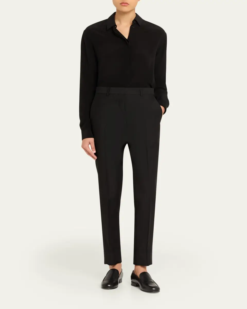 Brioni Theta Silk-Wool Slim-Leg Ankle Trousers | Thumbnail 2